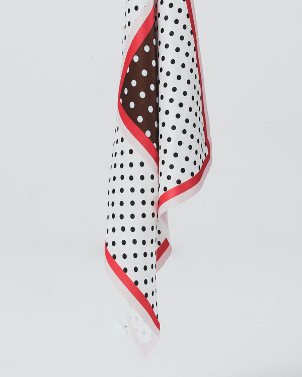 Dear Jodie Scarf in White Black Polka