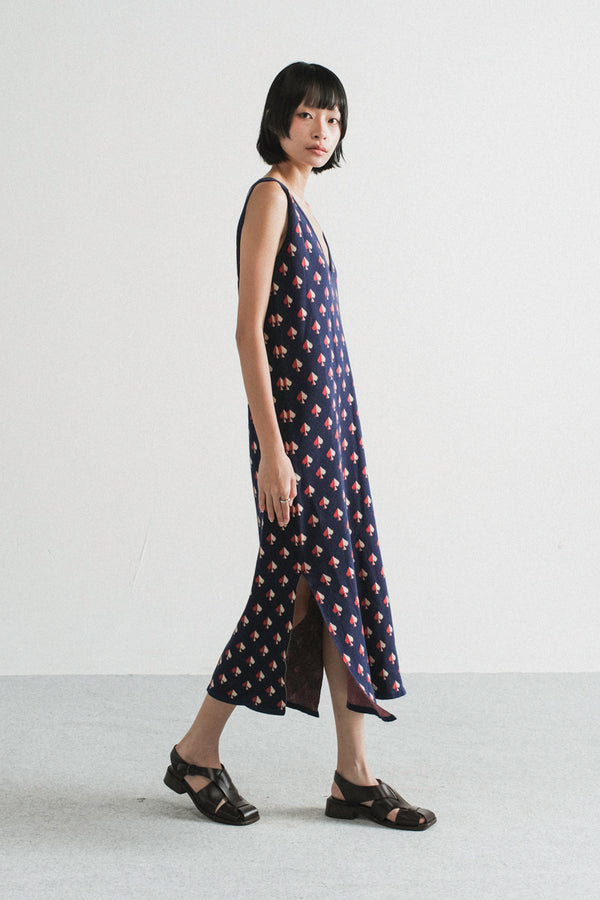 Amalie Knit Dress in Navy Spades