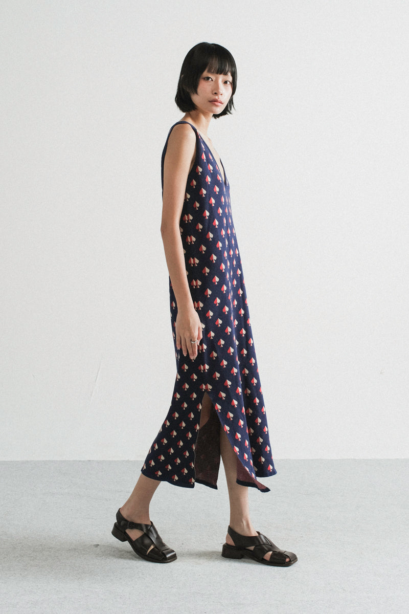 Amalie Knit Dress in Navy Spades