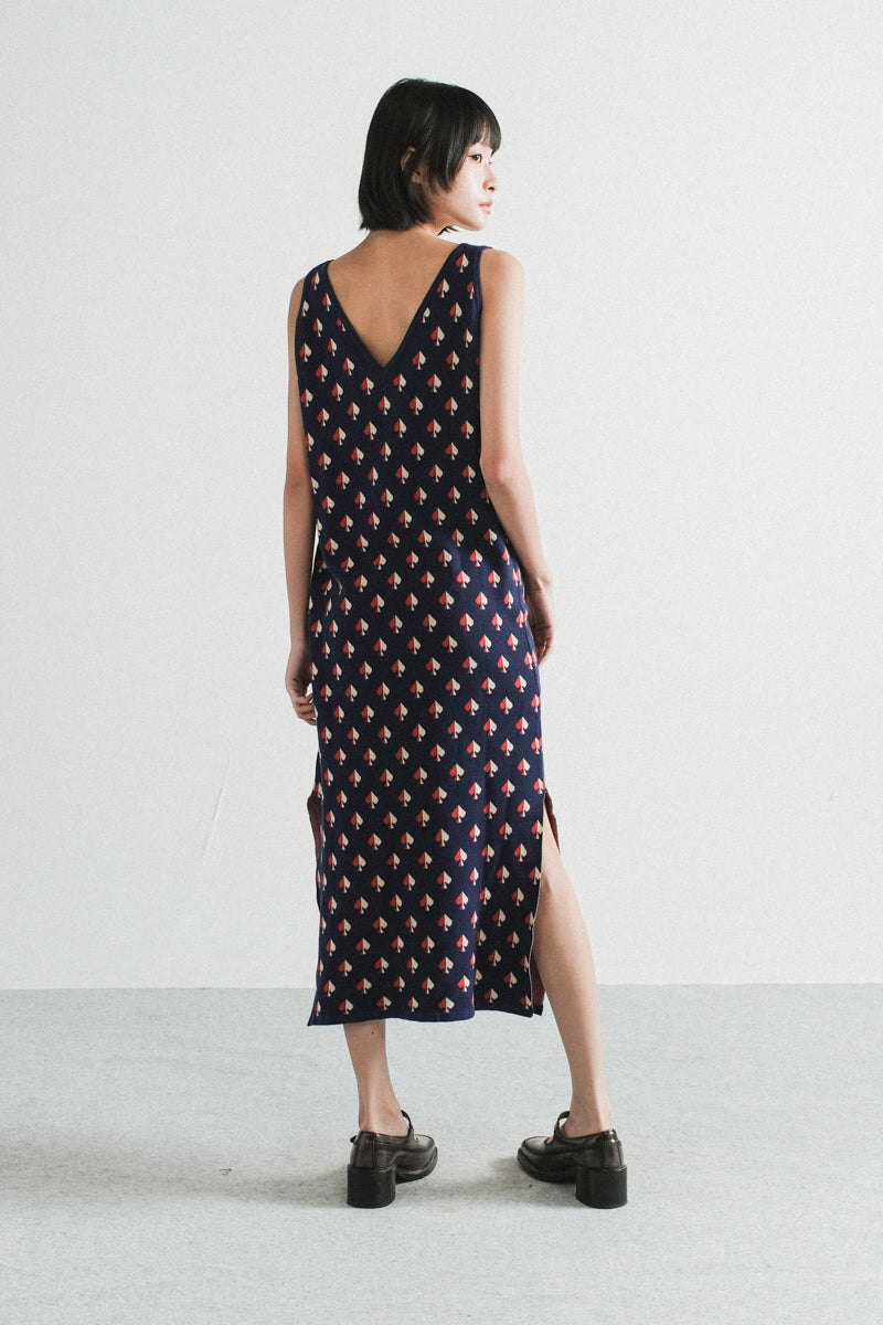 Amalie Knit Dress in Navy Spades