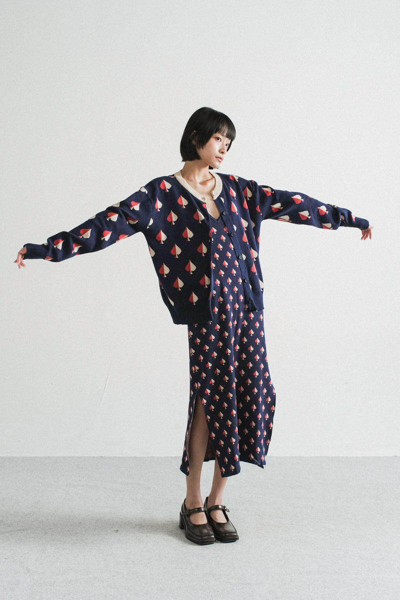 Amalie Knit Dress in Navy Spades