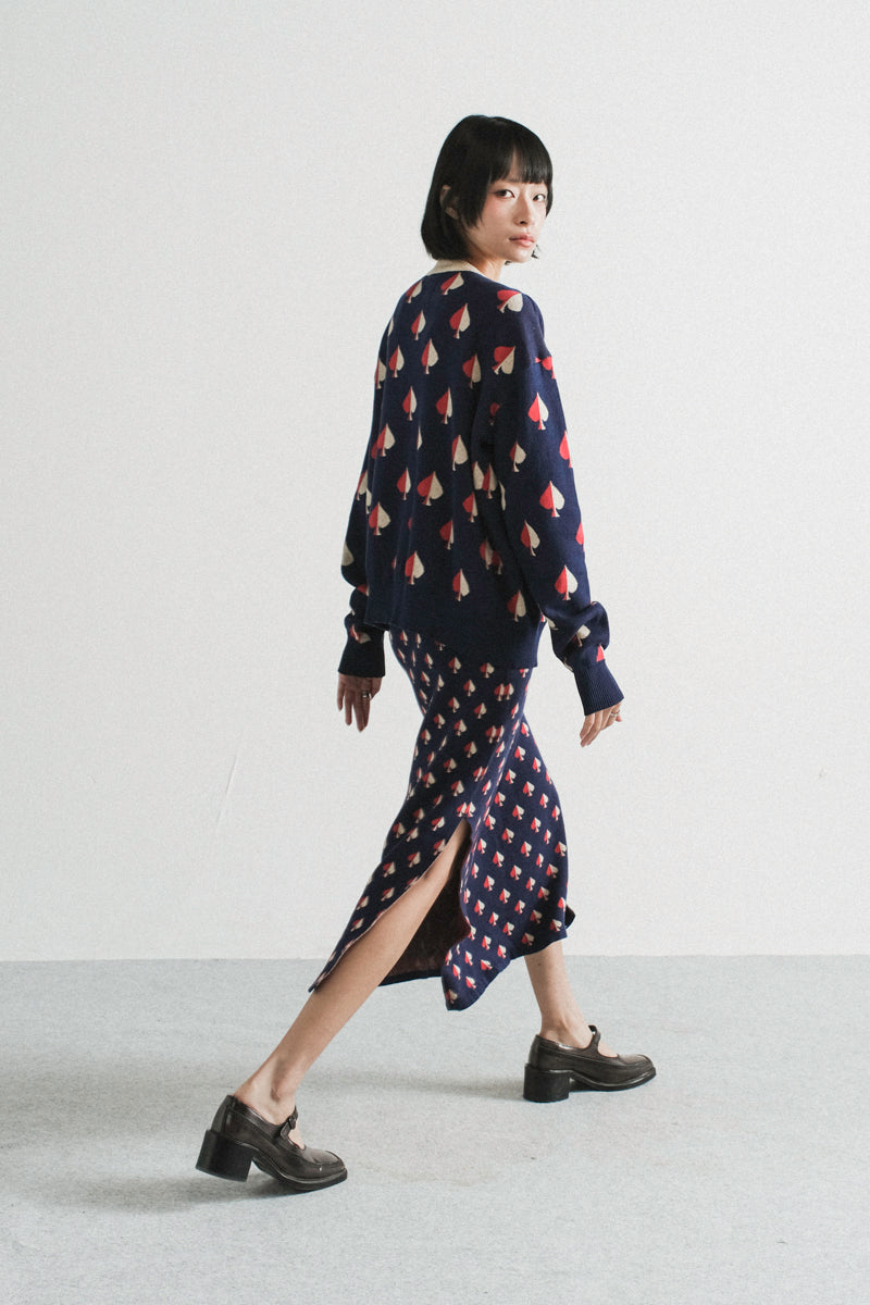Amalie Knit Dress in Navy Spades