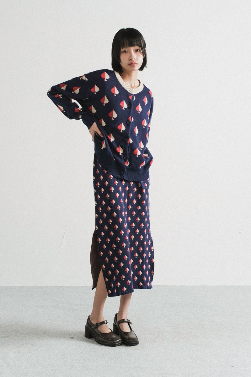 Amalie Knit Dress in Navy Spades