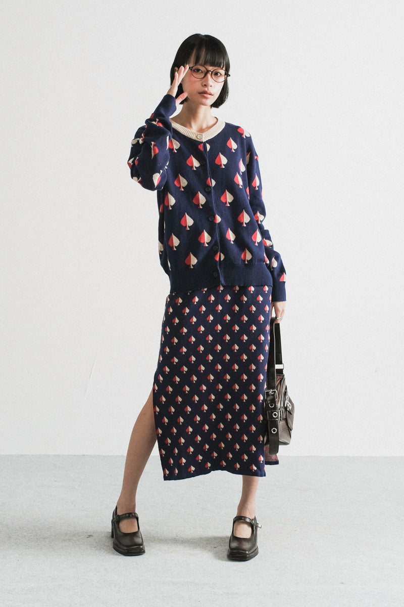 Amalie Knit Dress in Navy Spades