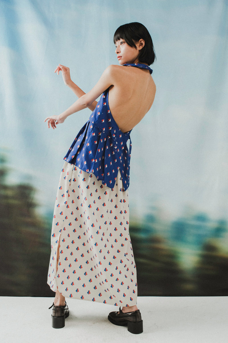 Bridgett Halterneck Top in Navy Spades