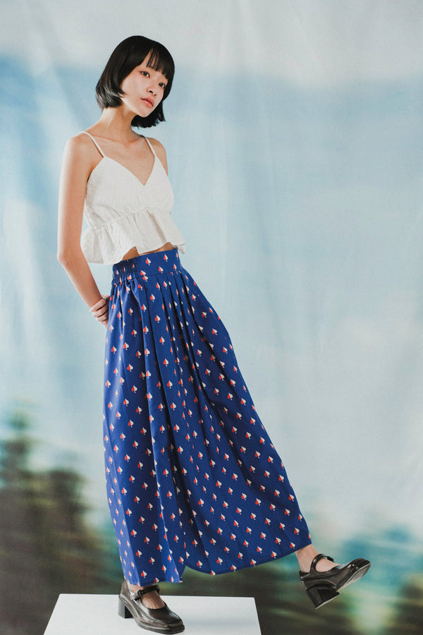 Gianna Midi Skirt in Navy Spades