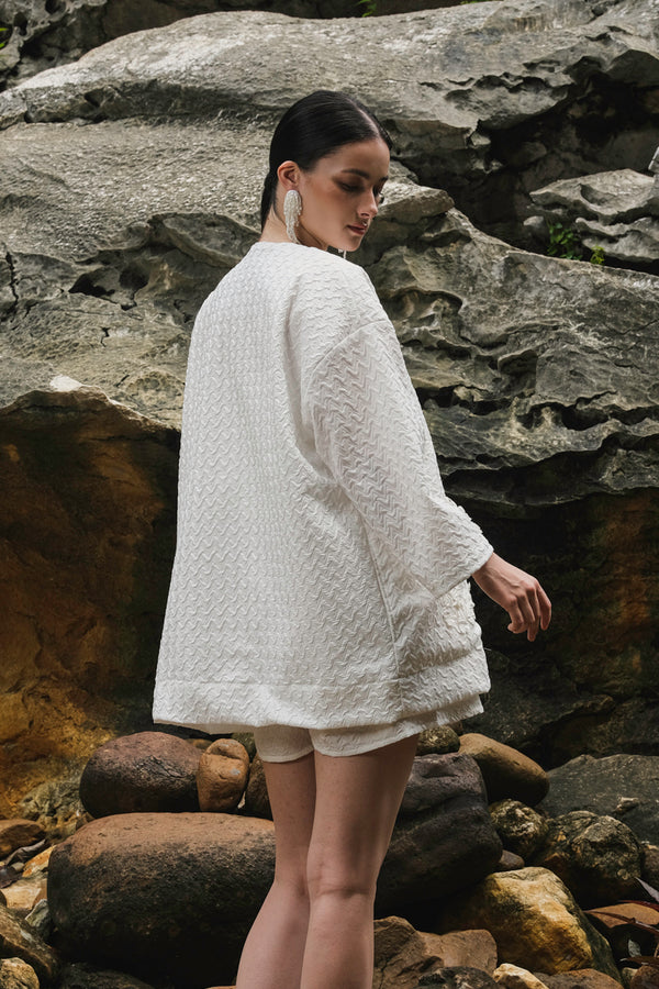 Carmen Outer in White Embossed