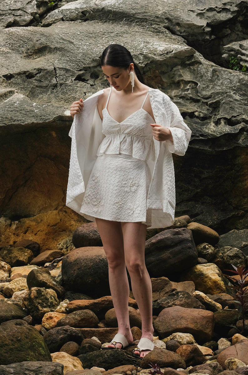 Carmen Outer in White Embossed