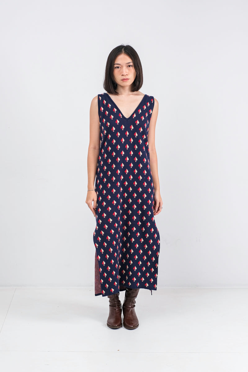 Amalie Knit Dress in Navy Spades