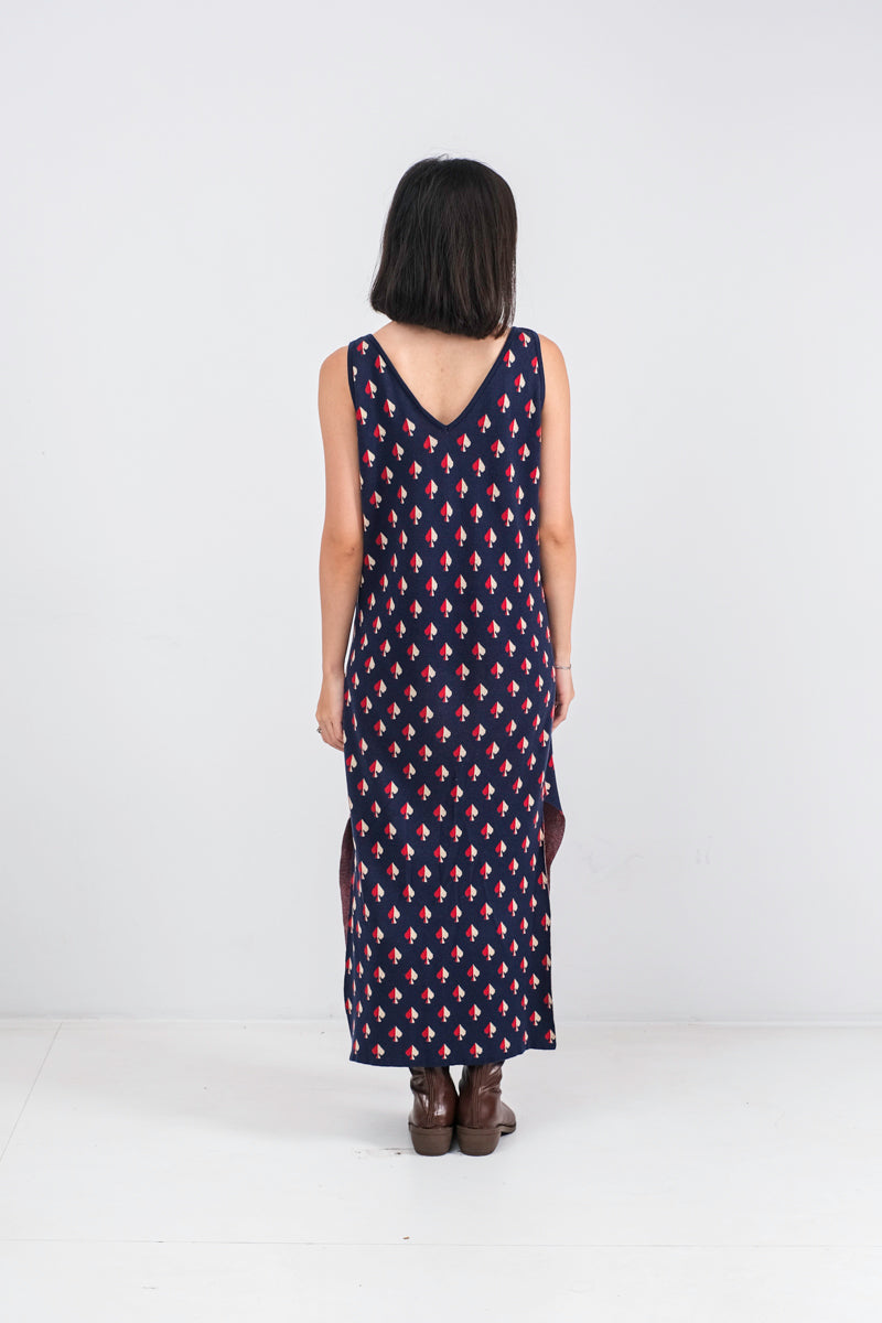 Amalie Knit Dress in Navy Spades