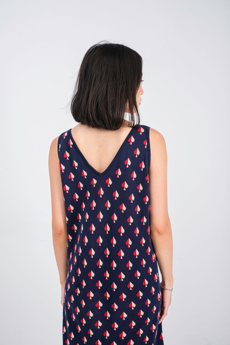 Amalie Knit Dress in Navy Spades