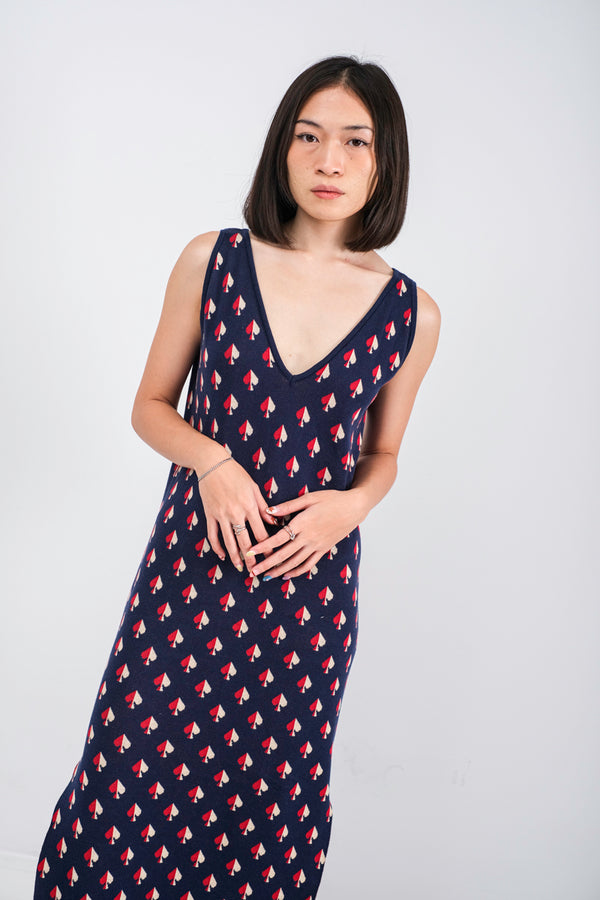 Amalie Knit Dress in Navy Spades