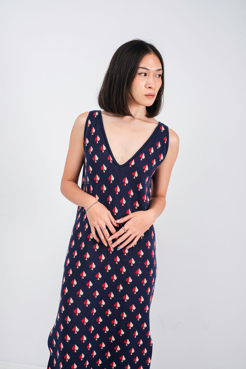 Amalie Knit Dress in Navy Spades