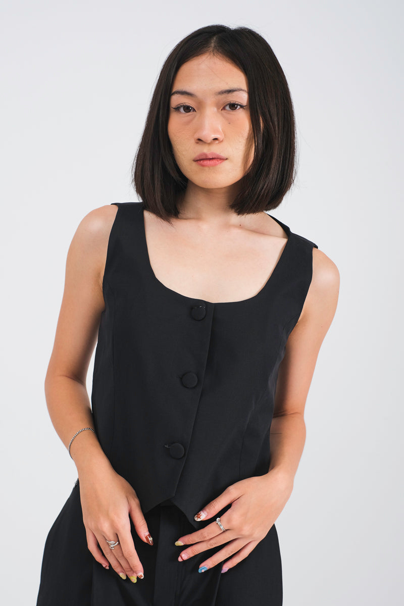 Nora Vest Top in Black