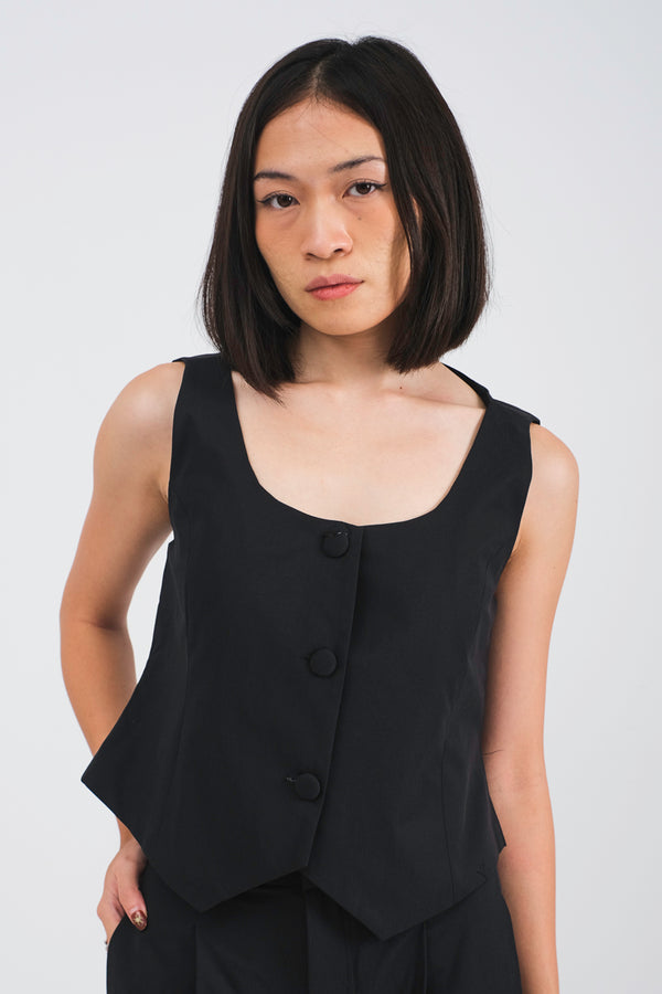 Nora Vest Top in Black