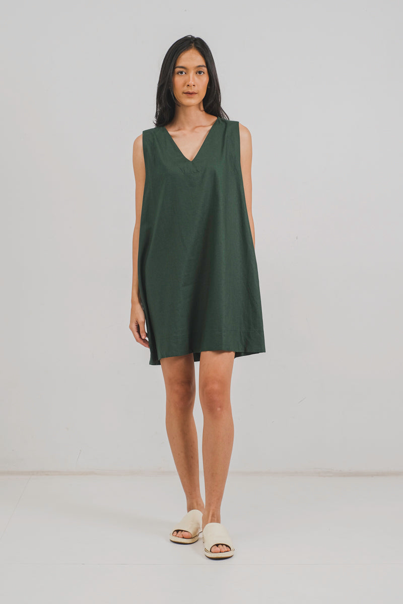 Mindee Mini Dress in Forest Green