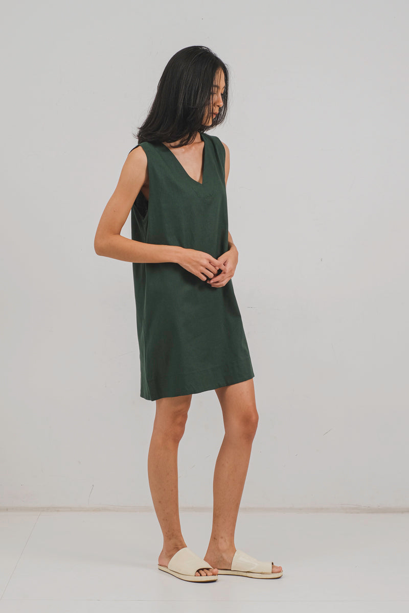 Mindee Mini Dress in Forest Green