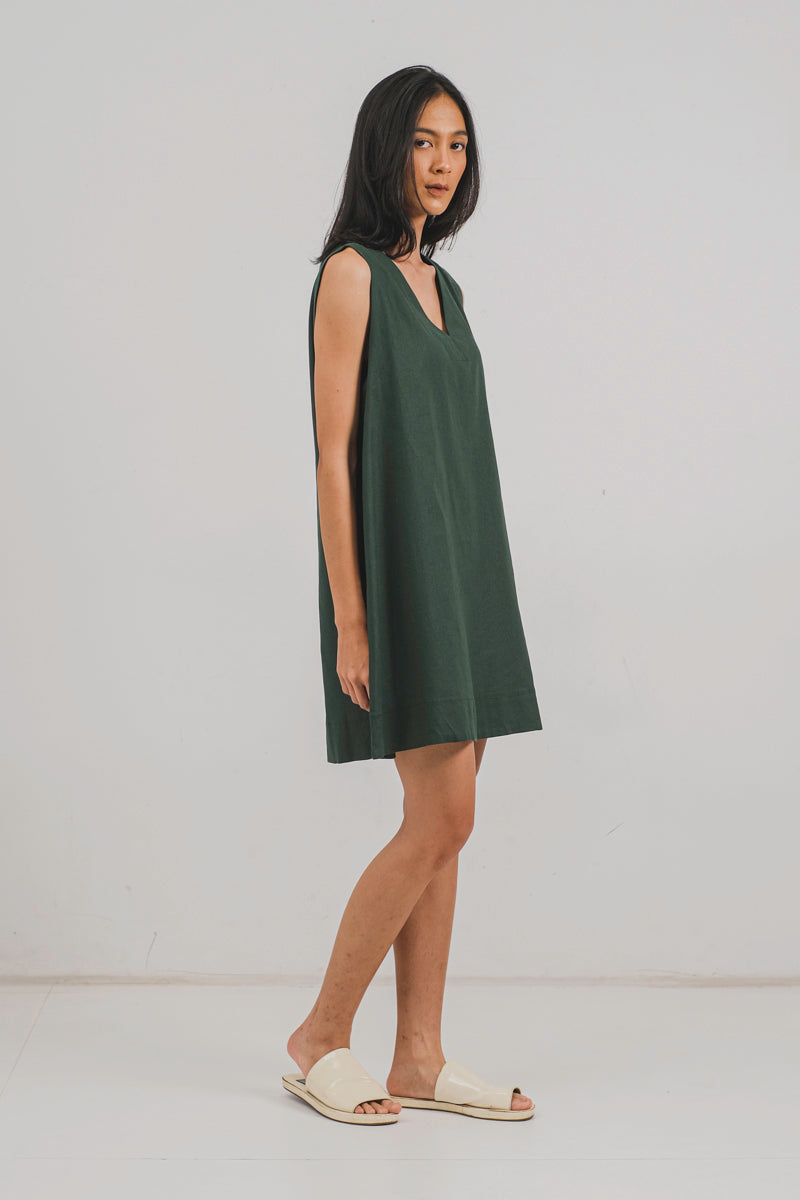 Mindee Mini Dress in Forest Green