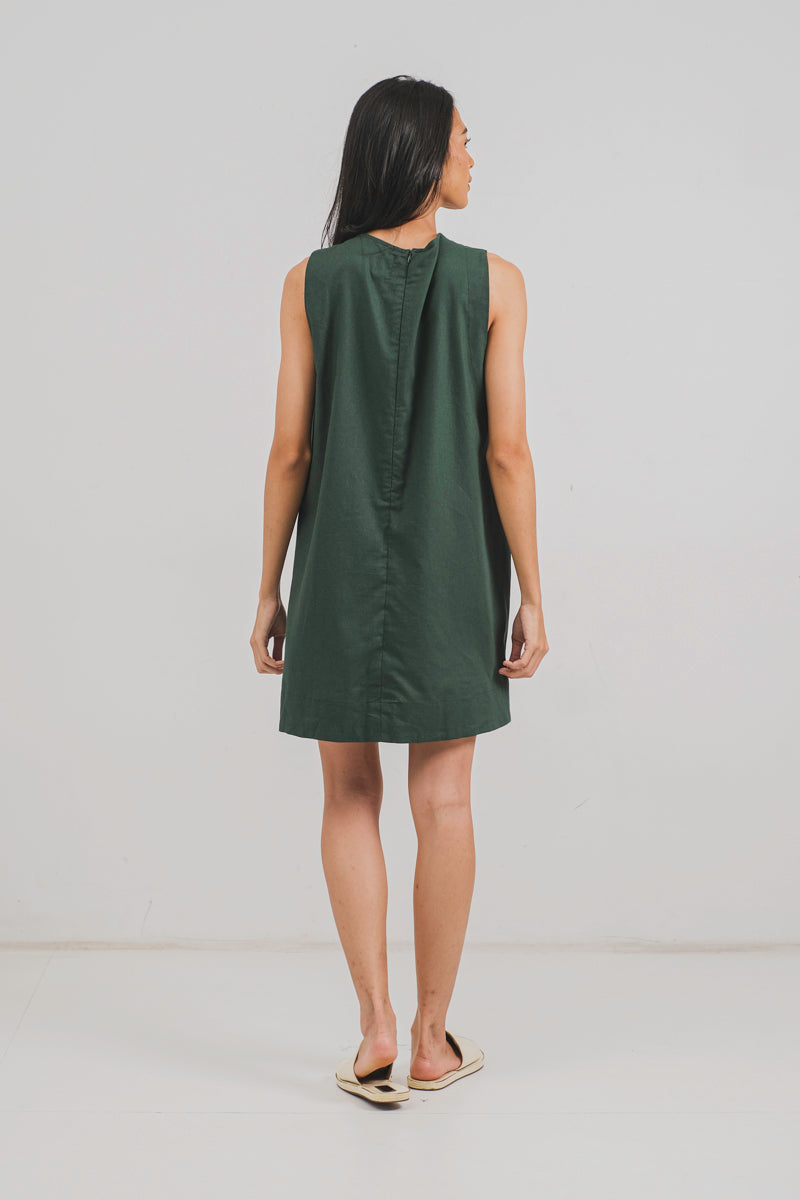 Mindee Mini Dress in Forest Green