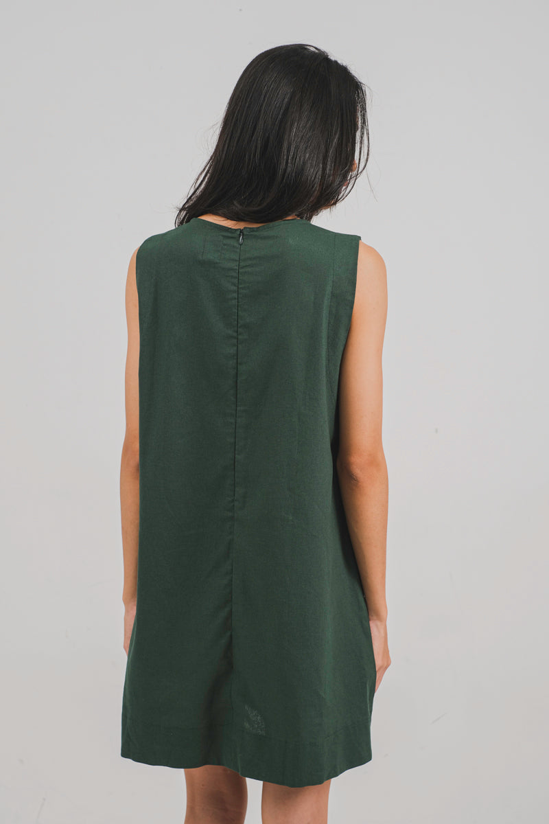 Mindee Mini Dress in Forest Green