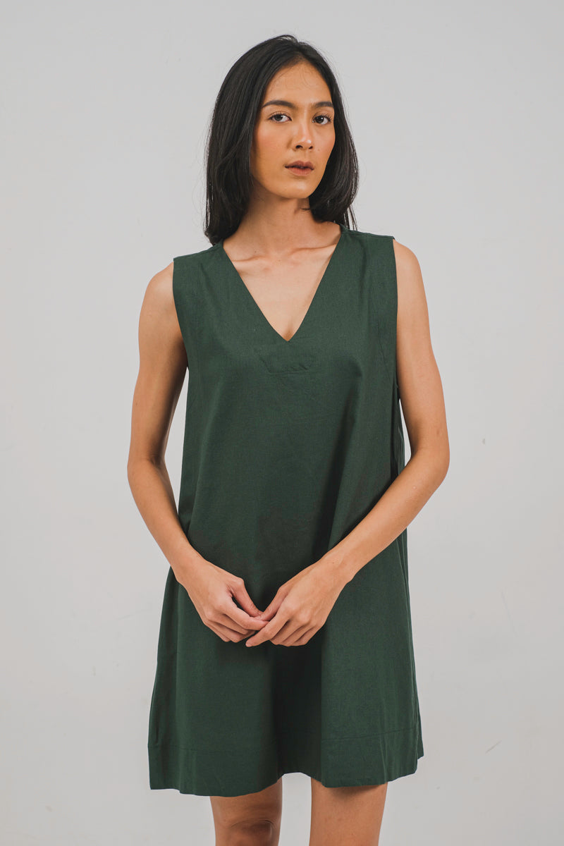 Mindee Mini Dress in Forest Green