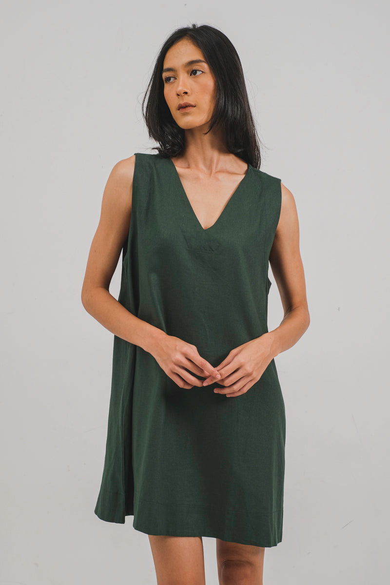 Mindee Mini Dress in Forest Green