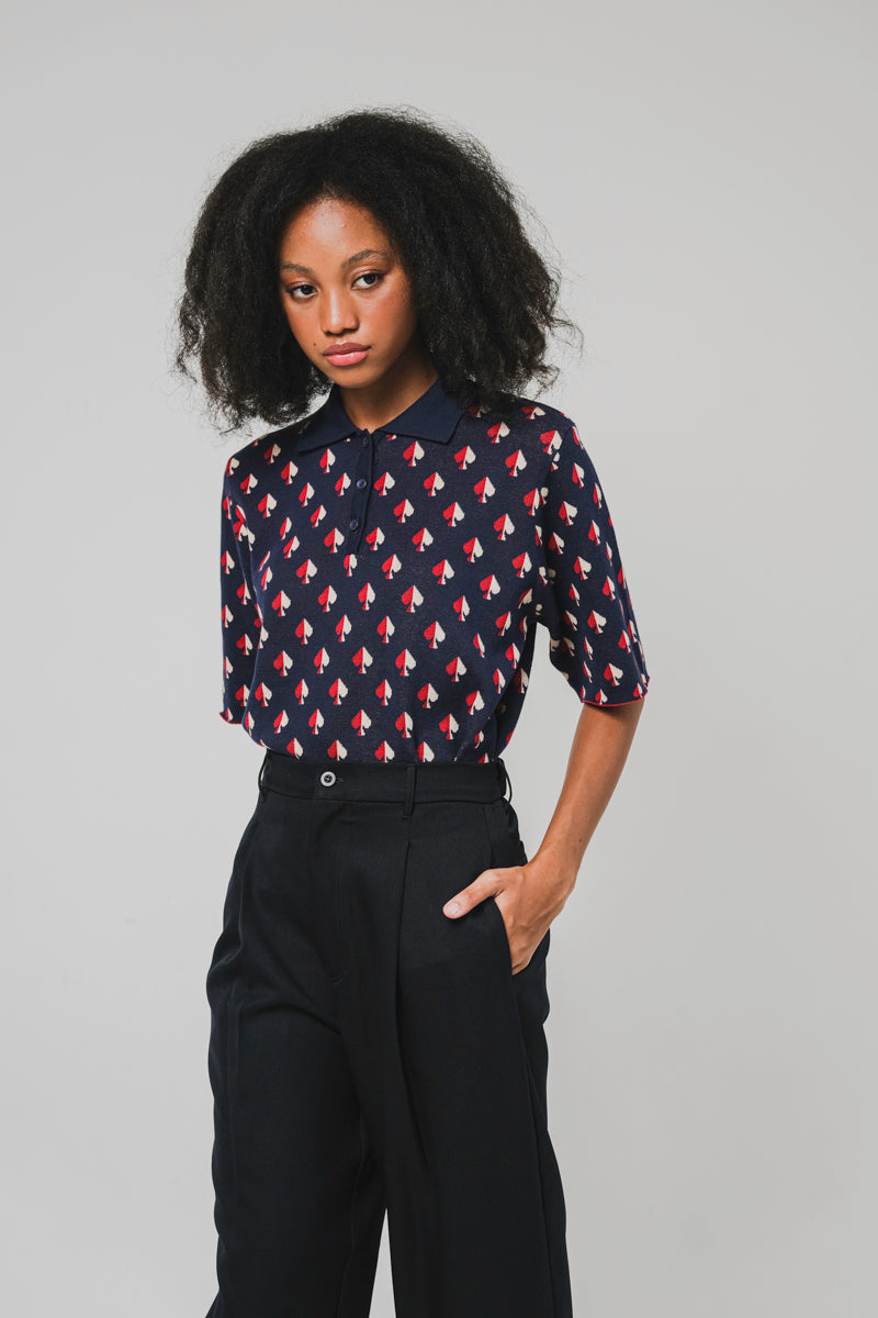 Hariette Polo Shirt in Navy Spades