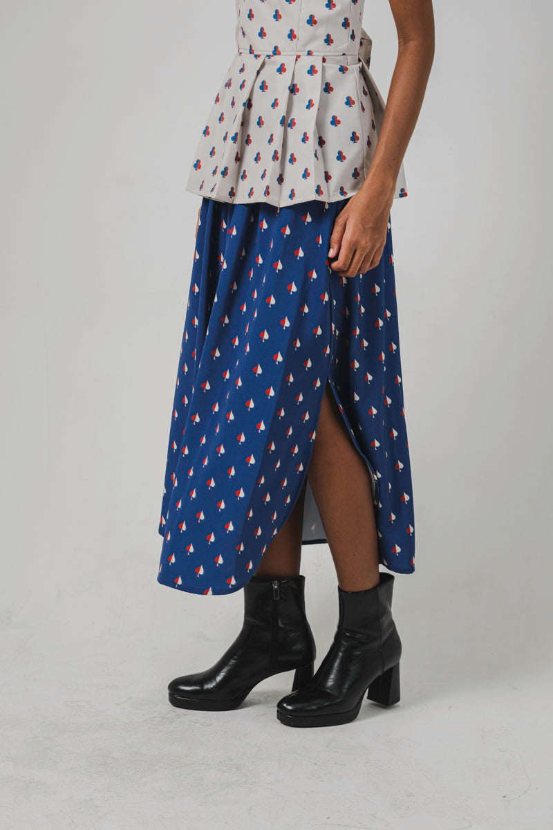 Gianna Midi Skirt in Navy Spades