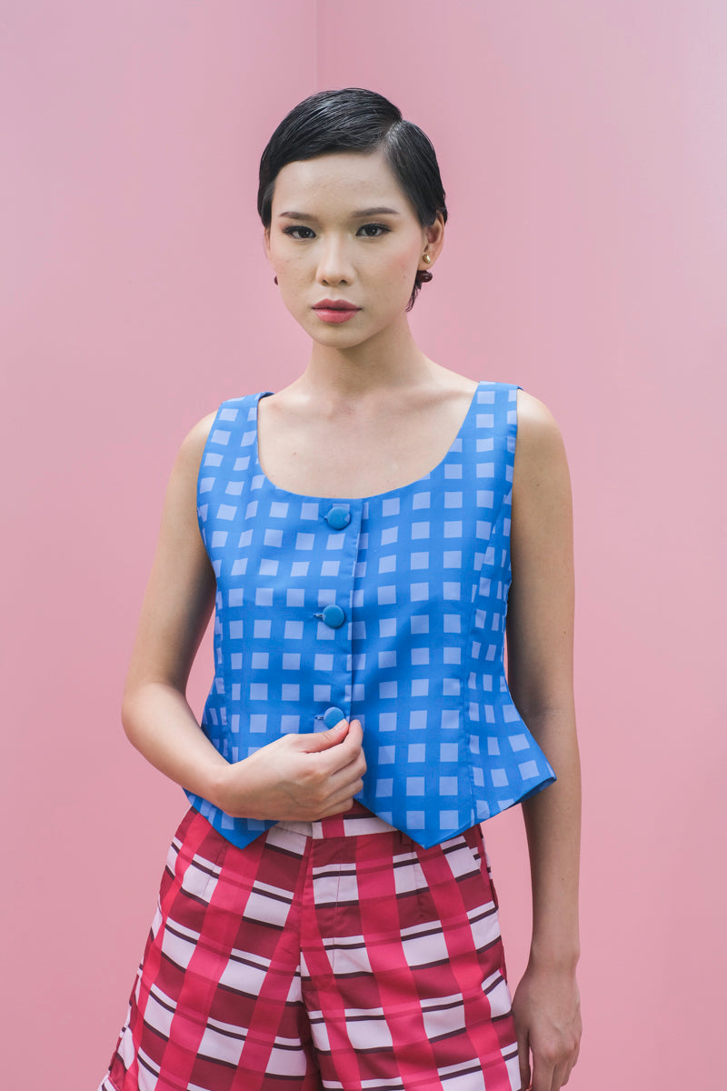 Nora Vest Top in Joy Blue