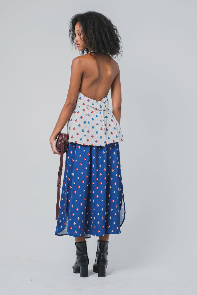 Gianna Midi Skirt in Navy Spades