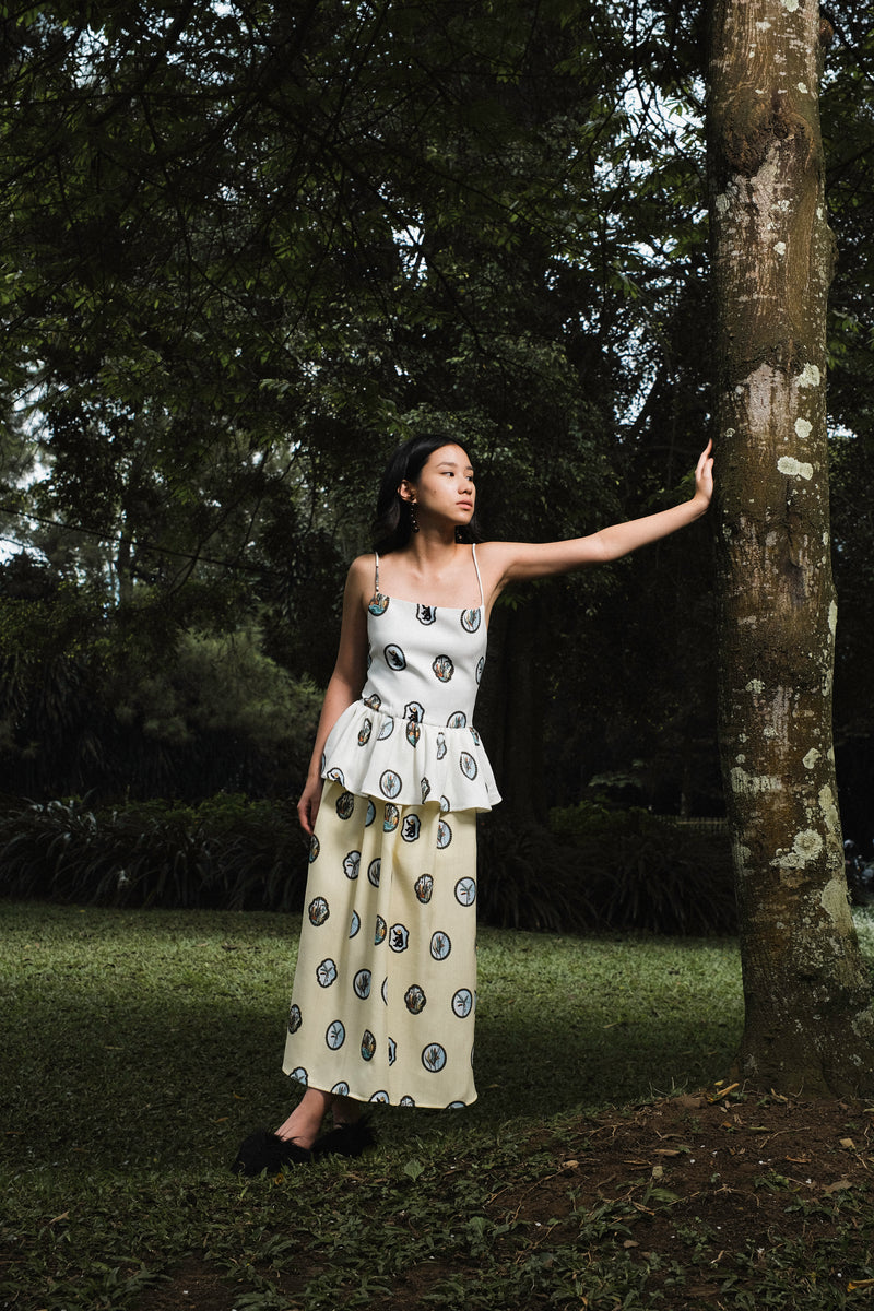 Enya Peplum in Bone White