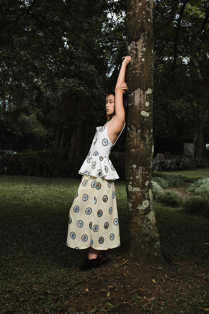 Enya Peplum in Bone White