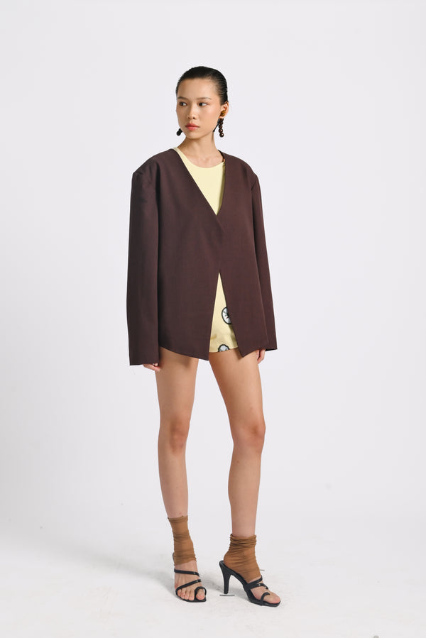 Kina Blazer in Pecan Brown