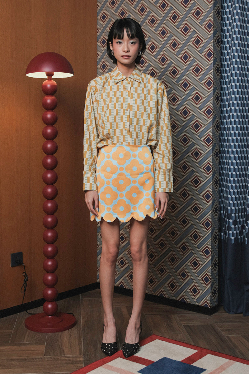 Cadie Scallop Skort in Frosty Lemon