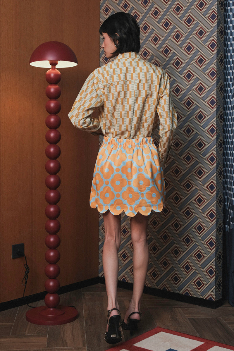 Cadie Scallop Skort in Frosty Lemon