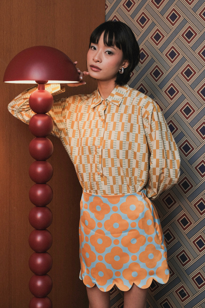 Cadie Scallop Skort in Frosty Lemon