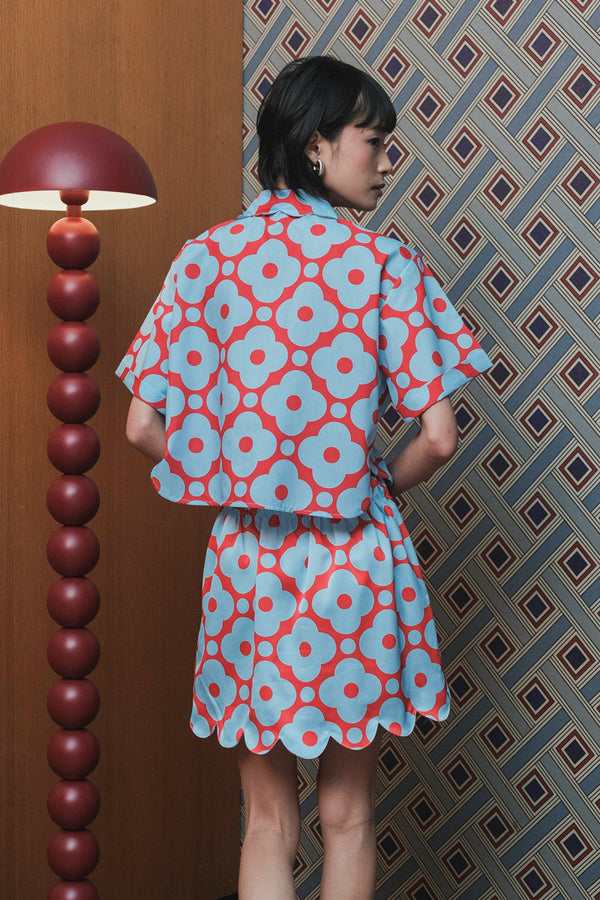 Cadie Scallop Skort in Cherry Sky