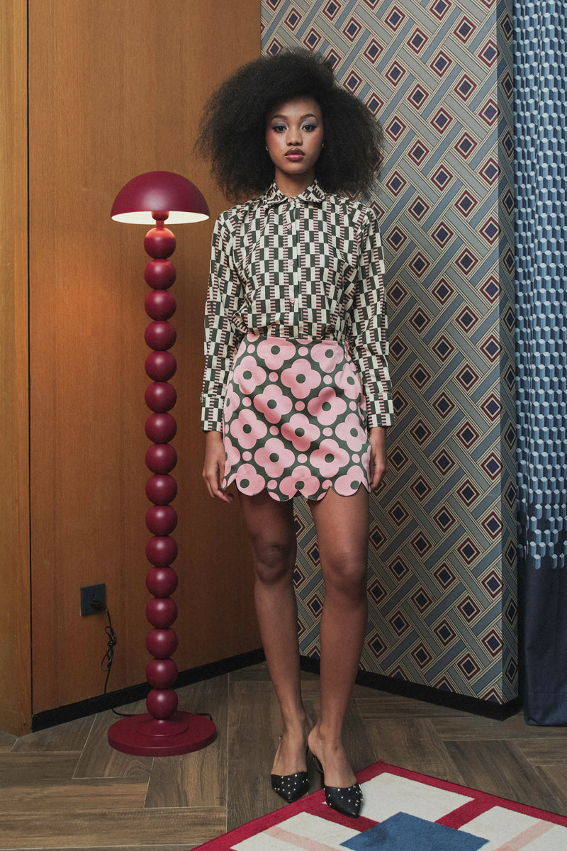 Cadie Scallop Skort in Pink Pine