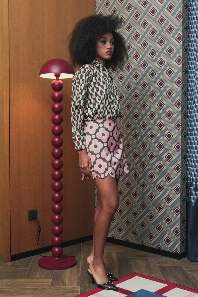 Cadie Scallop Skort in Pink Pine