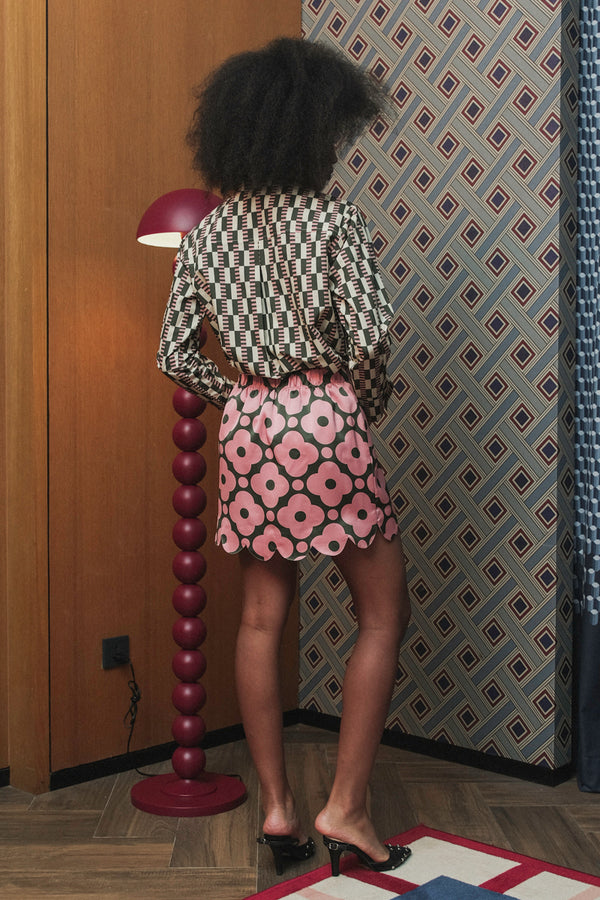 Cadie Scallop Skort in Pink Pine