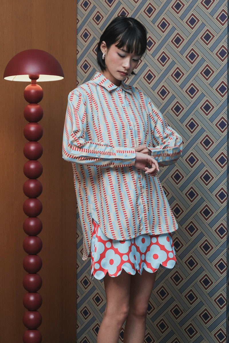 Cadie Scallop Skort in Cherry Sky