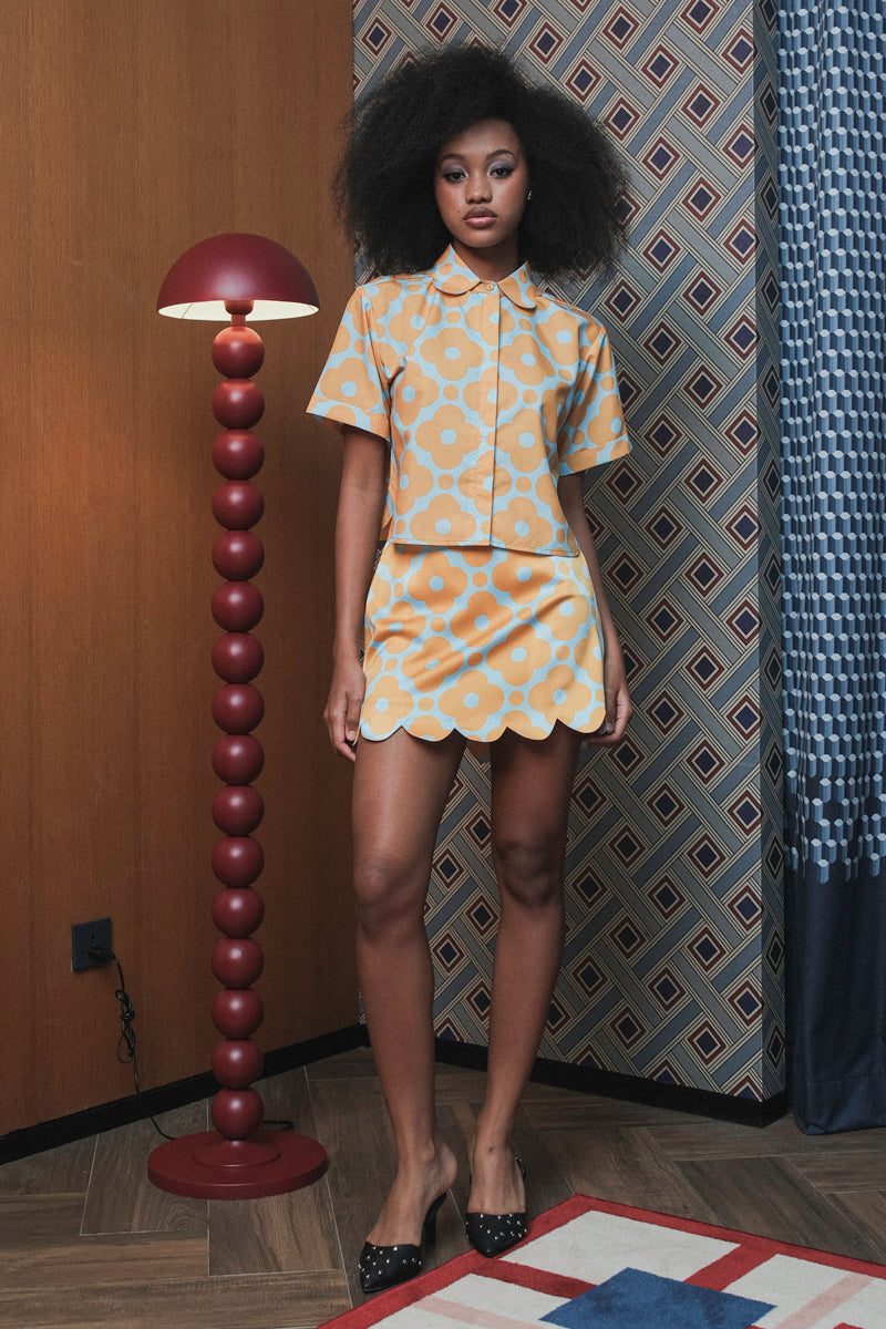 Cadie Scallop Skort in Frosty Lemon