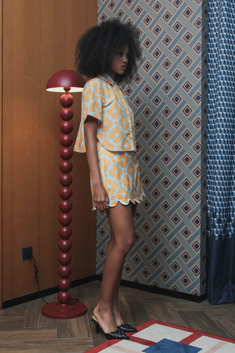 Cadie Scallop Skort in Frosty Lemon