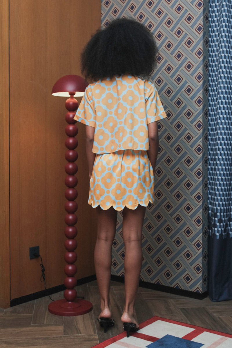 Cadie Scallop Skort in Frosty Lemon