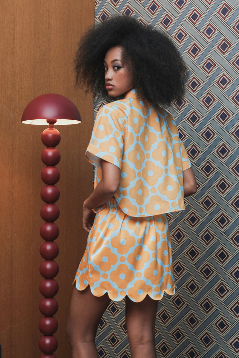 Cadie Scallop Skort in Frosty Lemon