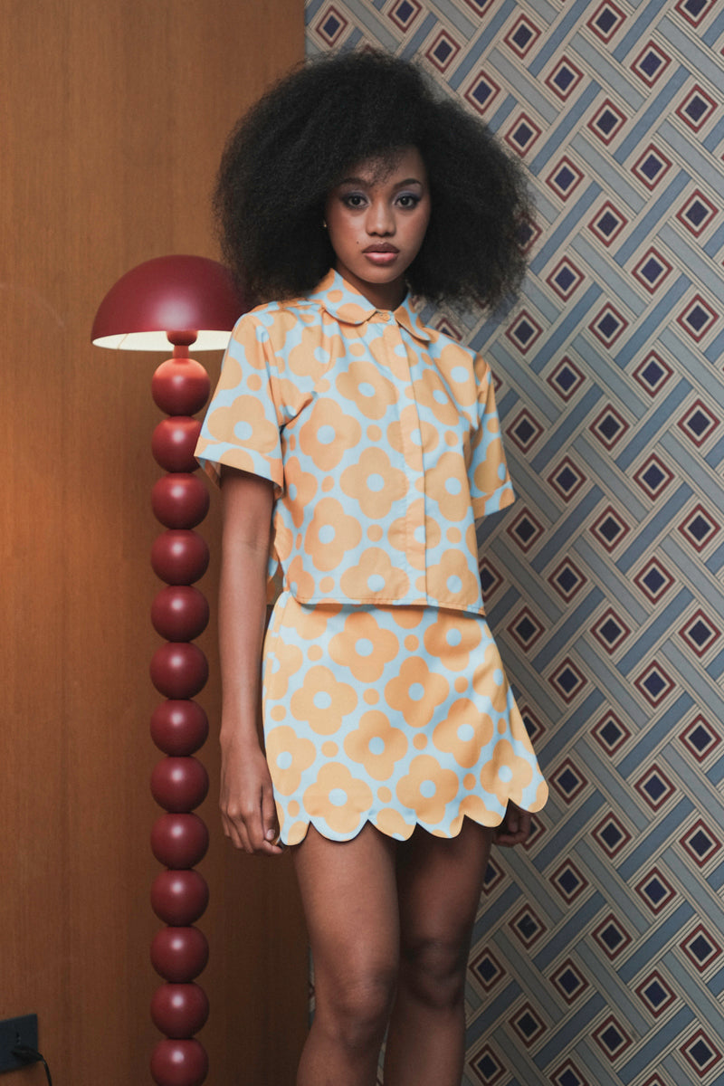 Cadie Scallop Skort in Frosty Lemon