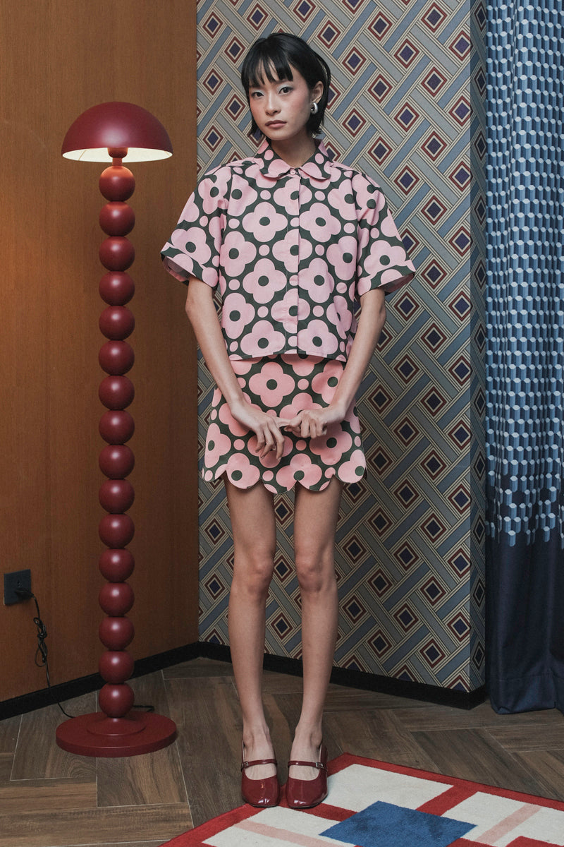 Cadie Scallop Skort in Pink Pine