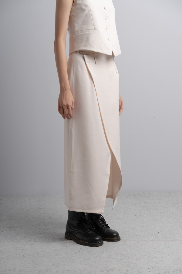 Aimee Midi Wrap Skirt in Bone