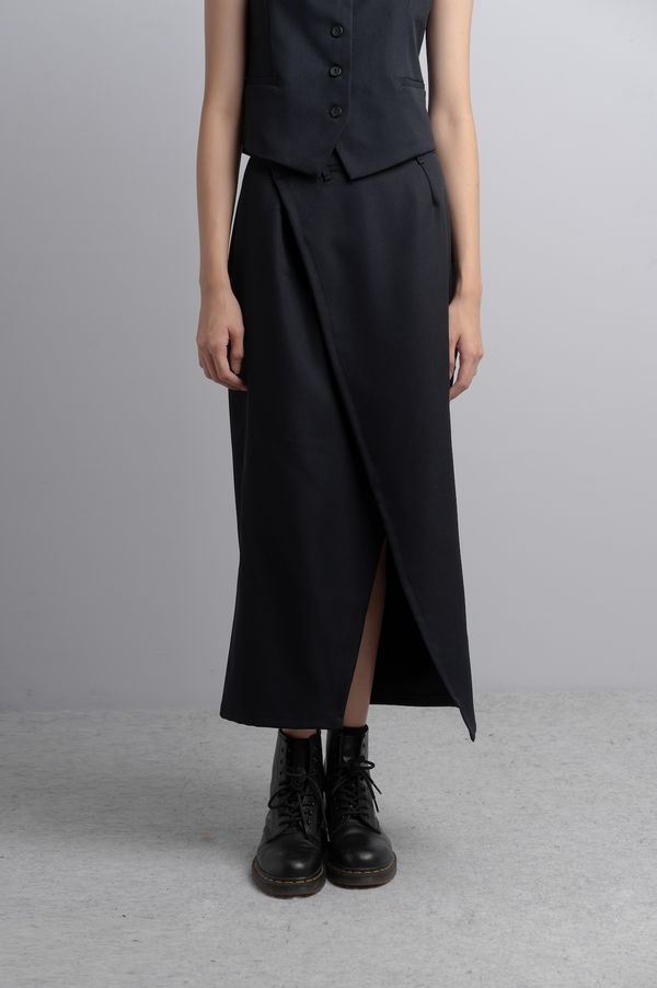 Aimee Midi Wrap Skirt in Midnight