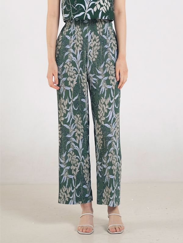 Glen Pleated Pants in Anthurium